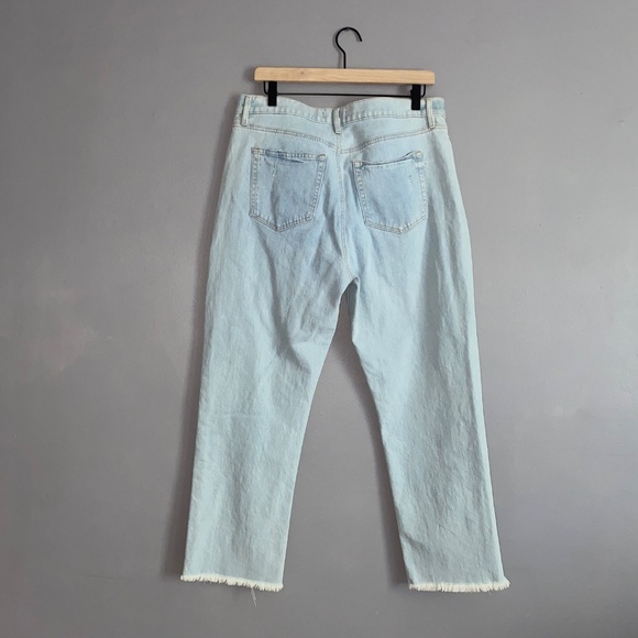 LOFT Bleached Light Wash High Waist Straight Crop Frayed Hems Size 30 or 10 - Picture 5 of 14